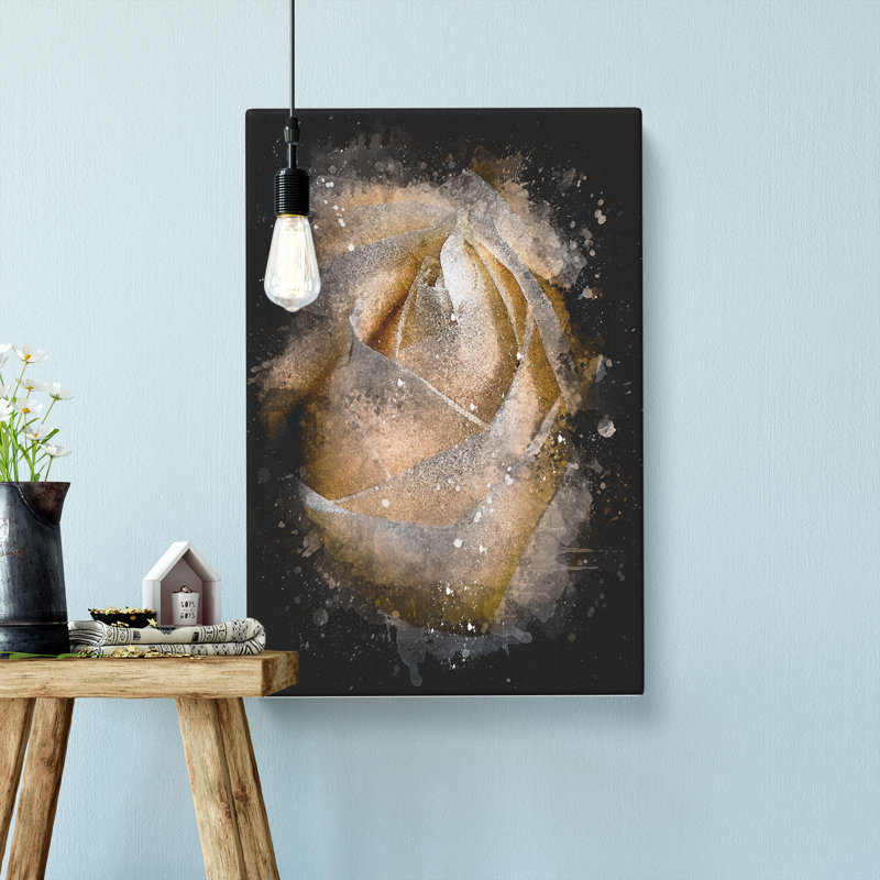 A Peach Yellow Rose - Wrapped Canvas, 60cm H x 40cm W x 3cm D