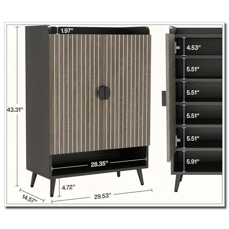 Modern Shoe Storage Cabinet, Black,Gray