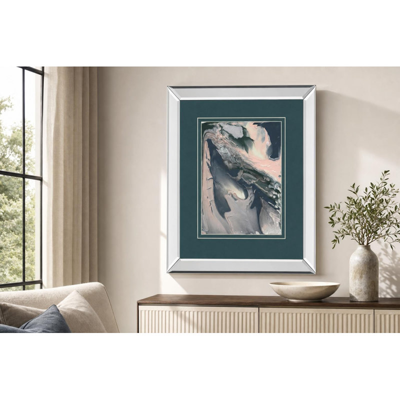 Sage Flow Wall Art - 34" x 40" - Mirrored Frame