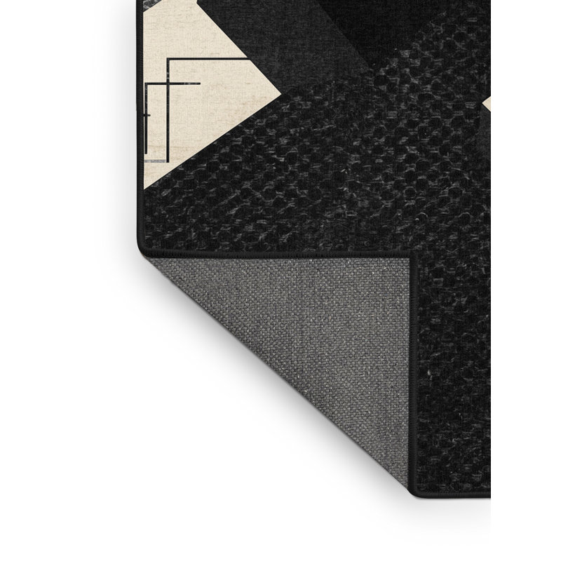 Tapis gris doux et moelleux à motif géométrique Elina Dumbbells, 2 pi x 3 pi