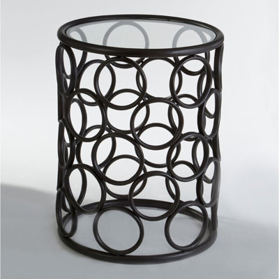 Antalya Glass Top Block End Table