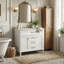 Ensemble de meuble-lavabo 36 po en bois massif et panneau de fibres à densité moyenne avec évier, armoire de rangement robuste avec portes à fermeture en douceur et 3 tiroirs (blanc / noir / vert)-2048689753