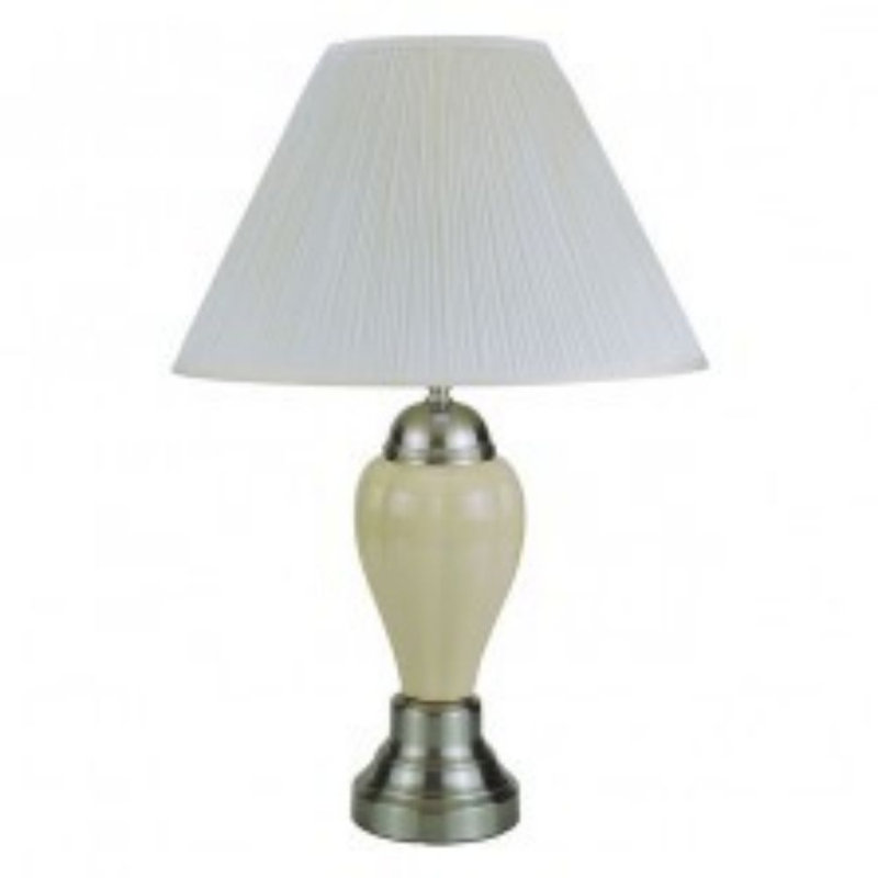 Ensemble de lampe de table avec prise Mahan, Ivoire, Blanc