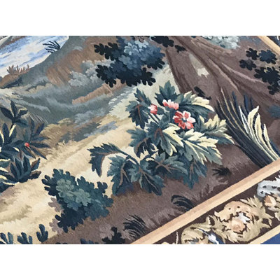 Hand-Knotted High-Quality Brown and Blue Area Rug