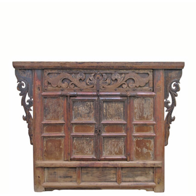 Antique Carved Elm Cabinet