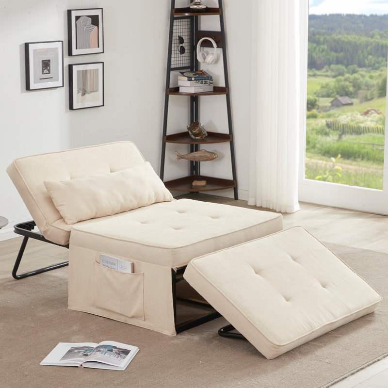 Fauteuil d'appoint convertible 35,8 po Camberly, 100% lin beige