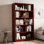 Bibliothèque en MDF cerise de 60 po de hauteur avec tablettes de rangement réglables, unité de rangement autoportante pour la chambre à coucher