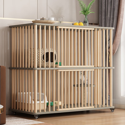 2-Layer Cat Solid Wood Cage