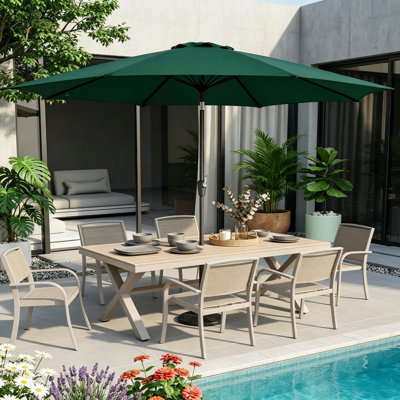 9FT Outdoor Patio Umbrella with Push Button Tilt and Crank for Garden Backyard Deck Pool