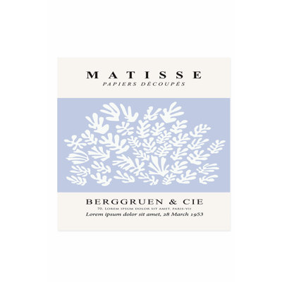 «Abstract Matisse Cutouts Soft Blue III Mid-Century»