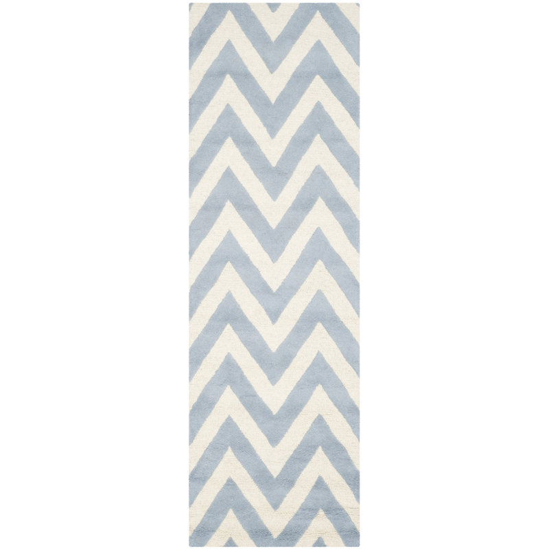 Sanyla Hand Tufted Wool Chevron Rug, Runner 2'6" x 8'