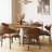 59.05", Round Faux Leather Base Dining Table For 4-6 People, Modern Wood Kitchen Table With Solid Veneer Top, Walnut