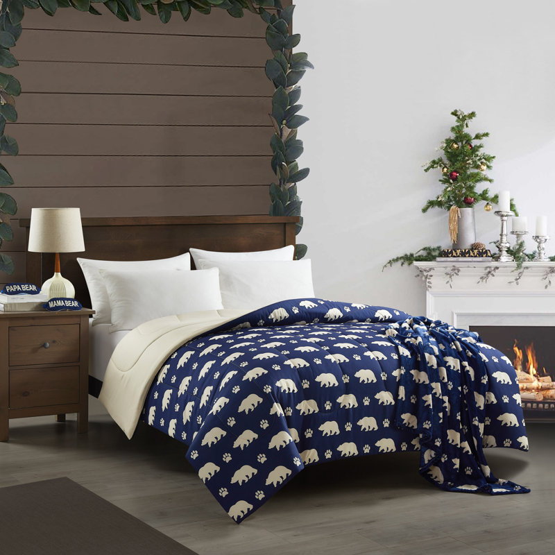 Ensemble d'édredon réversible en microfibre 4 pièces, Édredon grand et 3 pièces supplémentaires, Bleu