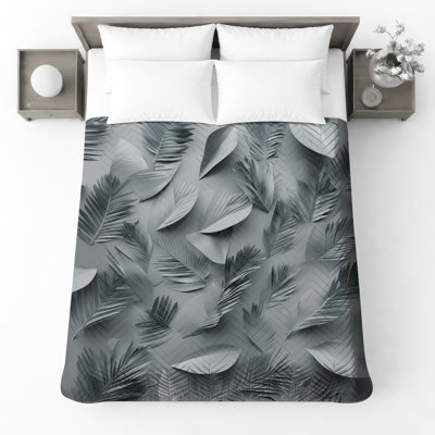 Monochrome Leaf Patterns Bedding Leaves Bedspread Nature