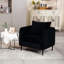 Fauteuil en velours noir avec coussin et lignes audacieuses pour bureau - Bien rembourré, velours stable, structure en métal, bureau, construction