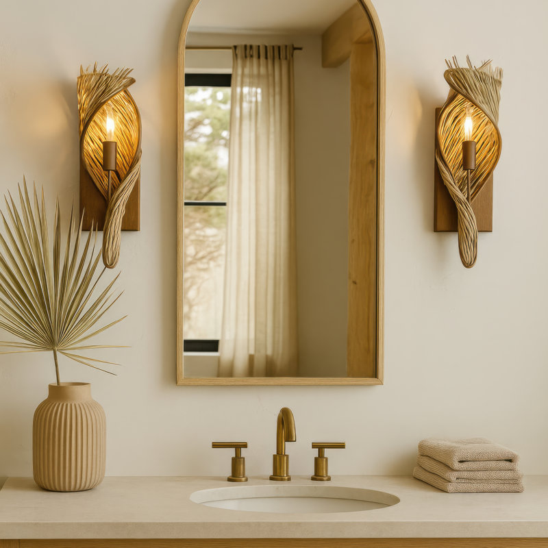 Flow 1-Light Wall Sconce - Right - Baguette/Natural Rattan