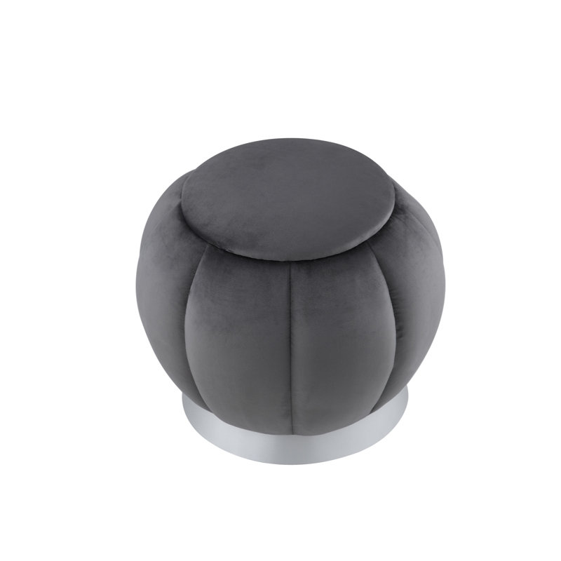 Lakicha 20" Round Ottoman, Grey Velvet