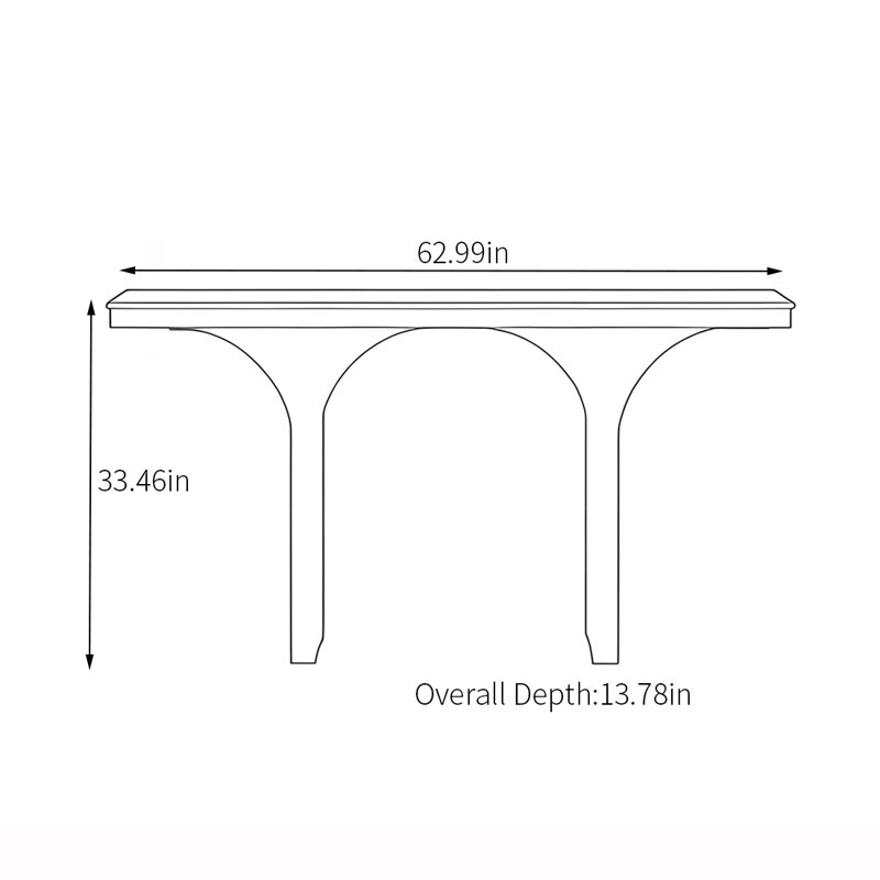 Console arquée moderne et créative, H 33,46 po x l 62,99 po x P 13,78 po
