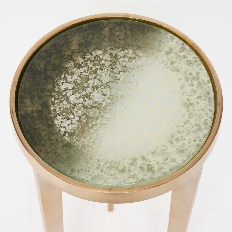 Jan Glass End Table, Taupe Gray, Champagne
