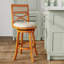 Tabouret de bar 30 po à finition naturelle avec siège en tissu beige