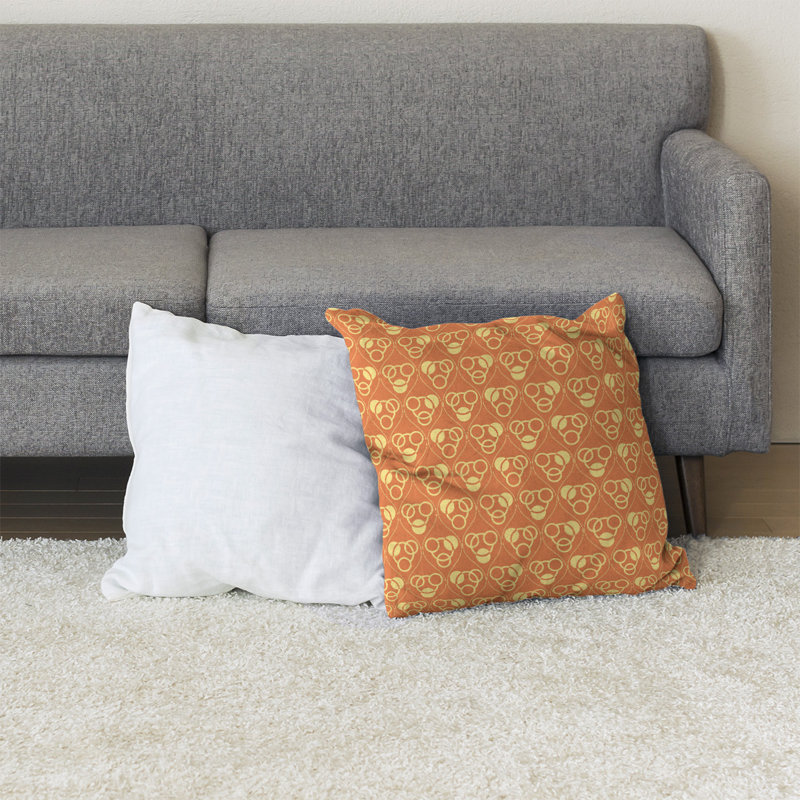 Coussin Classic, 28 po x 28 po, Orange/jaune, Bourre en polyester