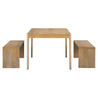 Ensemble de salle à manger simple de style campagnard 3 pièces TREXM, comprenant une table et 2 bancs, parfait pour créer une atmosphère confortable et rustique dans les salles à manger, les cuisines et les salons (espresso)