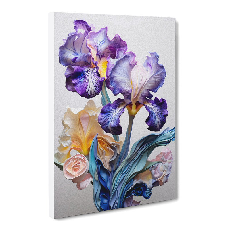 Iris Flower Neo-Plasticism No.2 - Single Picture Frame Print, 60cm H x 40cm W x 3cm D