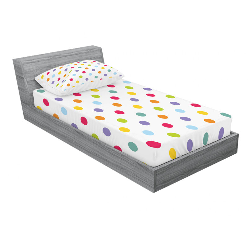 Ensemble de draps rétro à pois Cheerful Desing, Ensemble de draps pour lit simple TG avec drap-hou