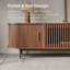 Meuble télé Mid-Century moderne, porte coulissante, entièrement assemblé-114660537-114660536