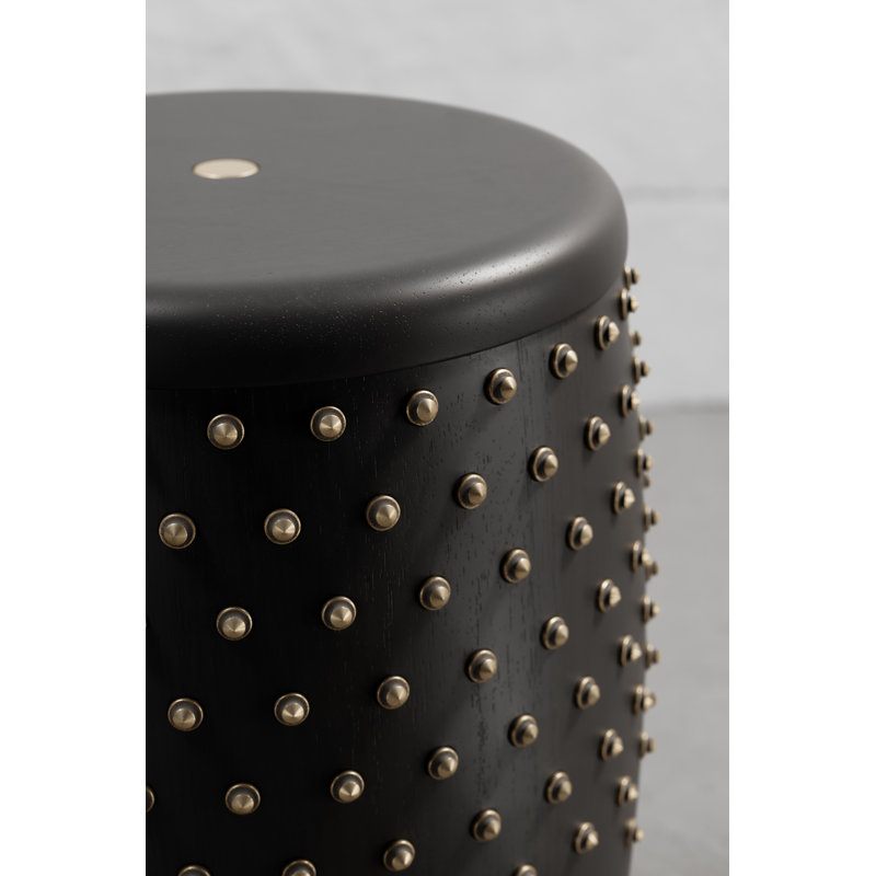 Sitiera_01 Solid Wood Stool, With Stainless Steel Accents By Andean, In Stock, Aged Bronze