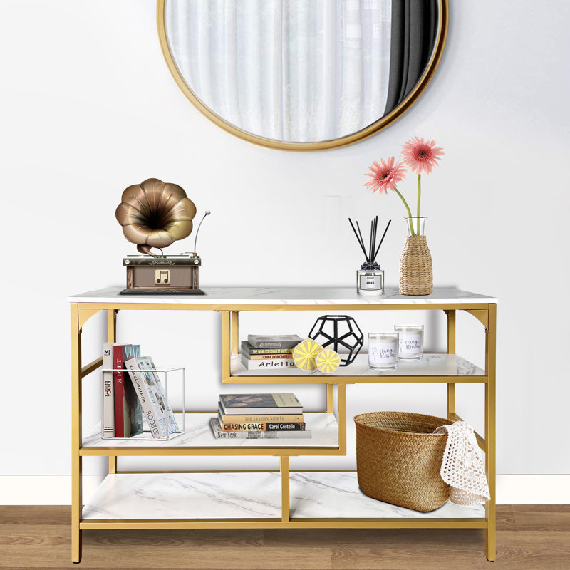 Console Loubert, Plateau blanc / base dorée