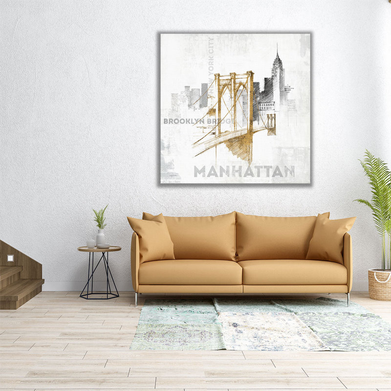 Pont de Brooklyn - reproduction d'art sur toile, H 20 po x l 20 po