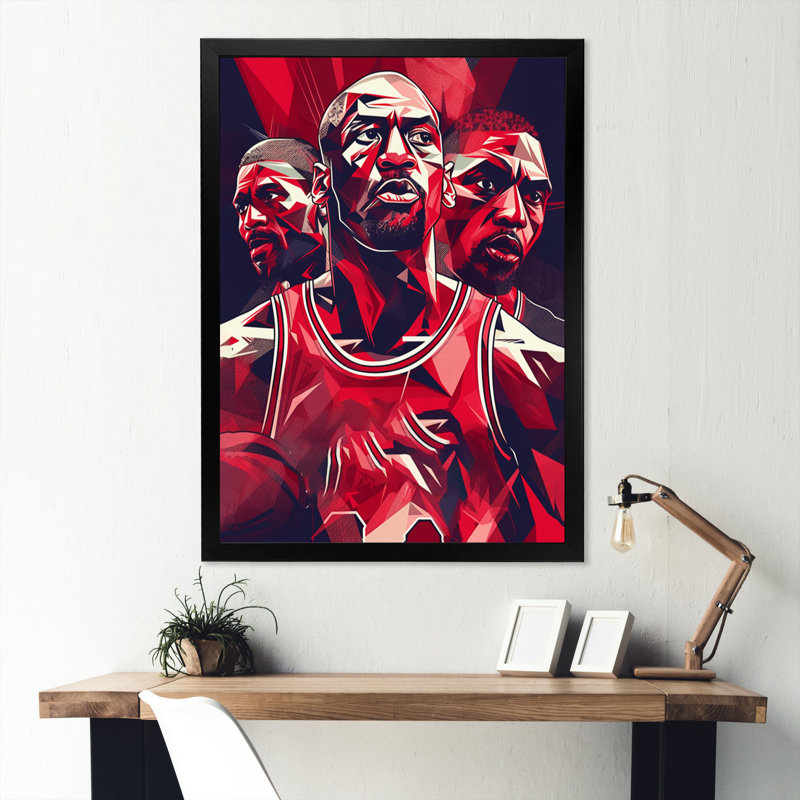 Basketball Game Face, reproduction d'art sur toile, Noir, H 20 po x l 12 po x P 1 po