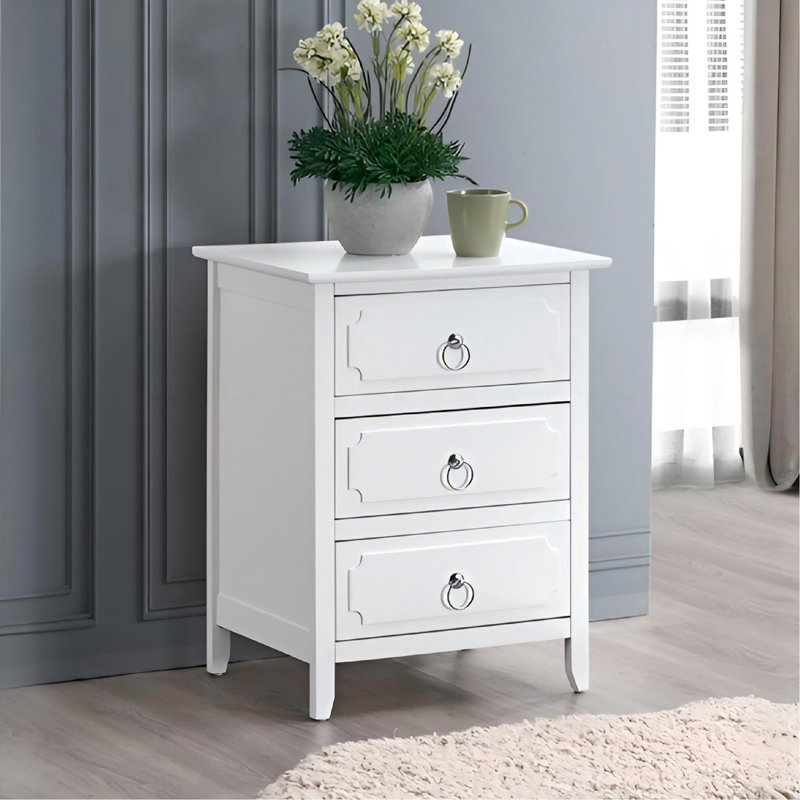 Daniel 3 Drawer Nightstand White