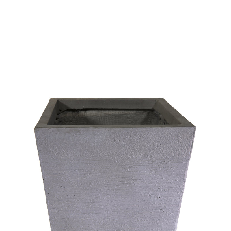 IDEALIST Ribbed Light Concrete Garden Tall Planter, Outdoor Plant Pot with Tapered Shape, 50.5cm H x 24.5cm W x 24.5cm D