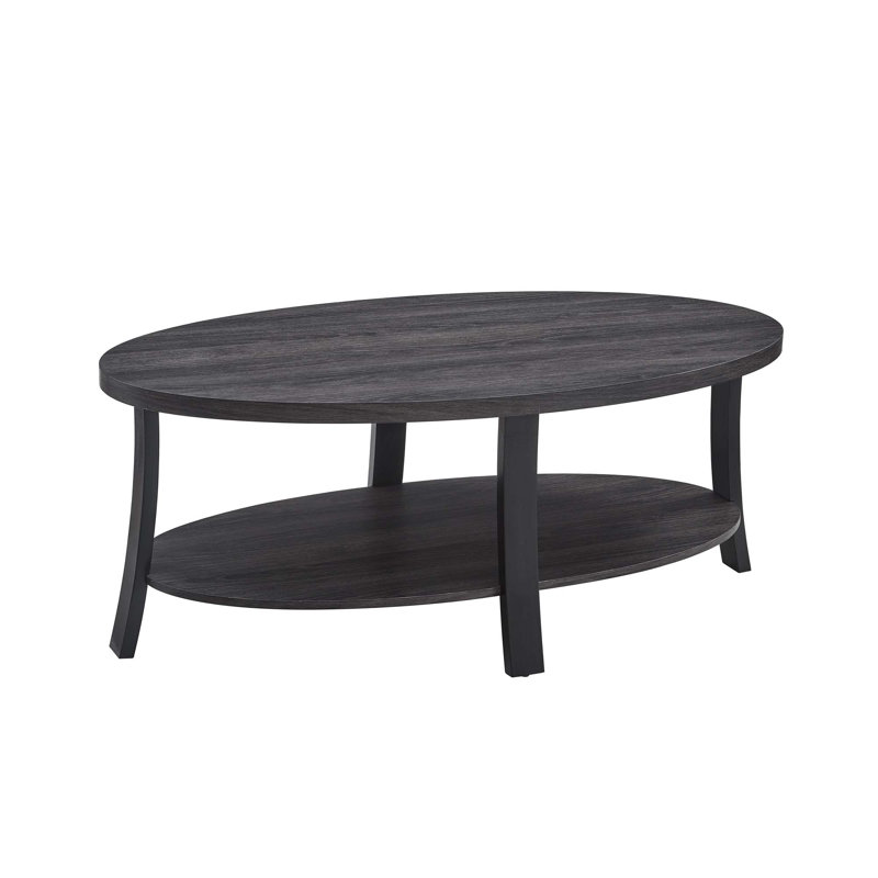 Table basse contemporaine, tablette ovale, Gris anthracite
