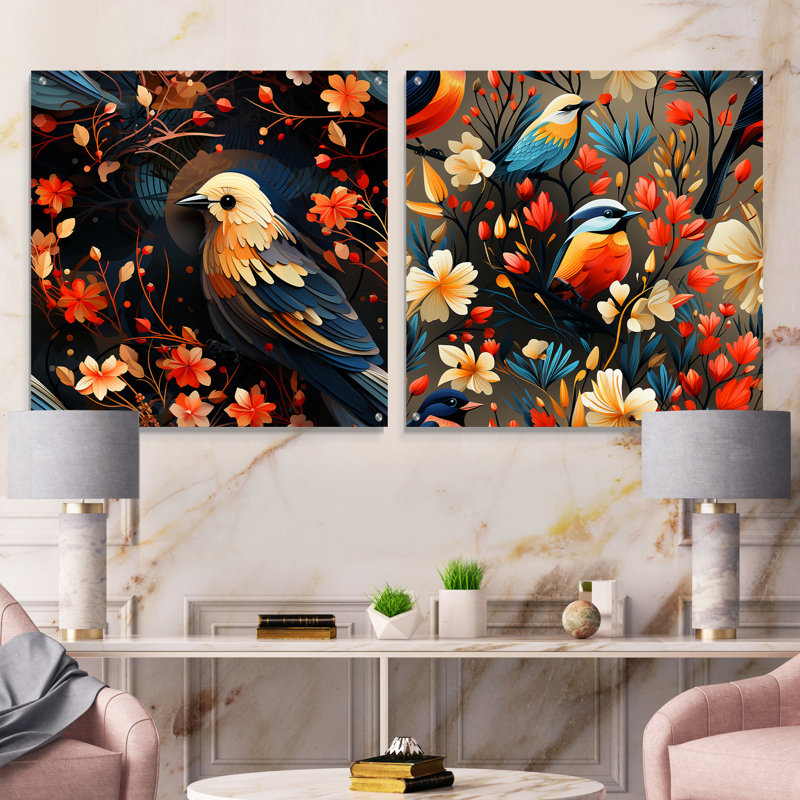 Peery - ensemble de 2 art mural en verre acrylique, H 16 po x l 33 po