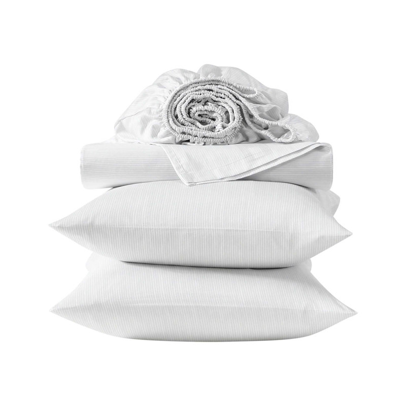 Vera Wang Etched Stripe Cotton Grey Sheet Set, Queen
