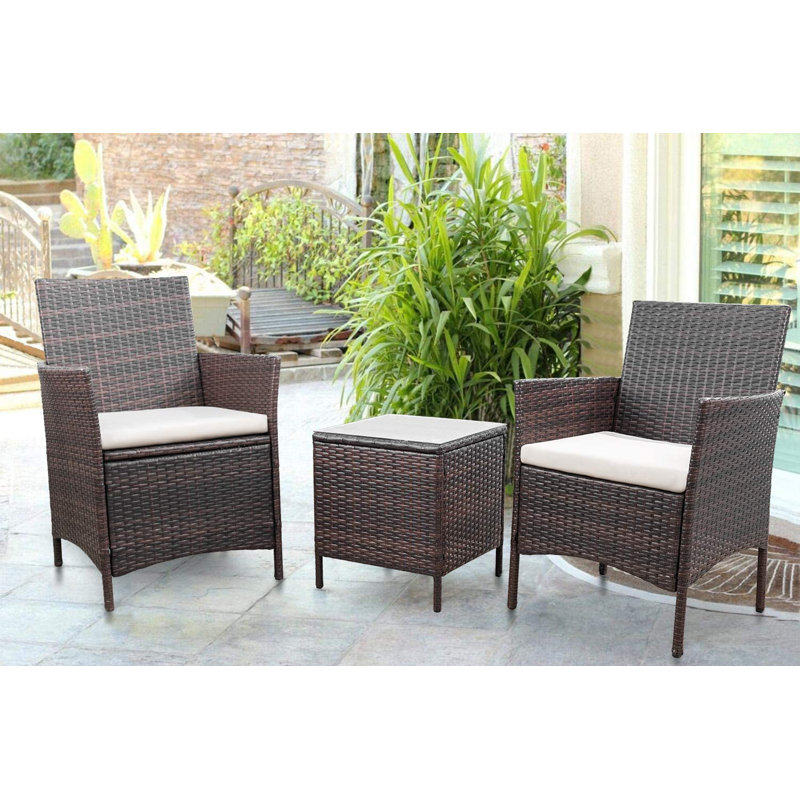 Elkview 2 - Person Patio Conversation Sets with Cushions, Brown, Red