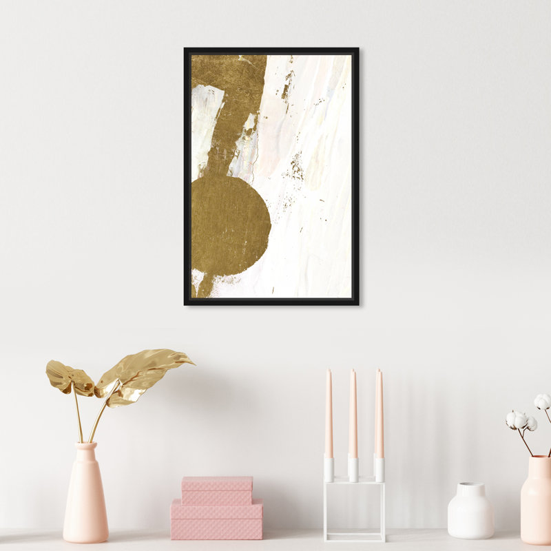 Terre de bouleau abstrait I - Peinture, Toile encadrée noire, H 15 po x l 10 po