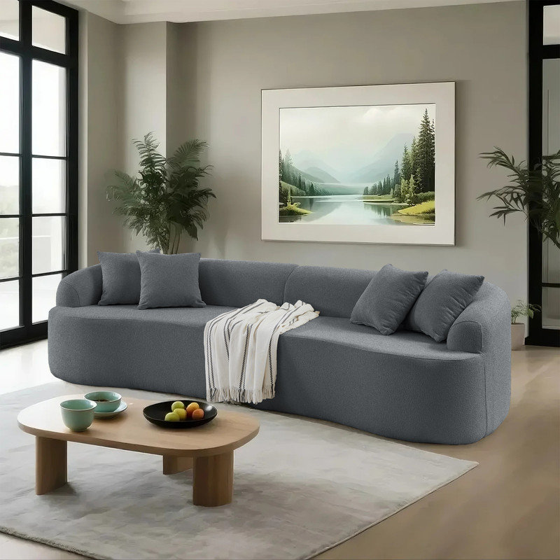 Canapé modulaire courbé Luxe, Polyester gris