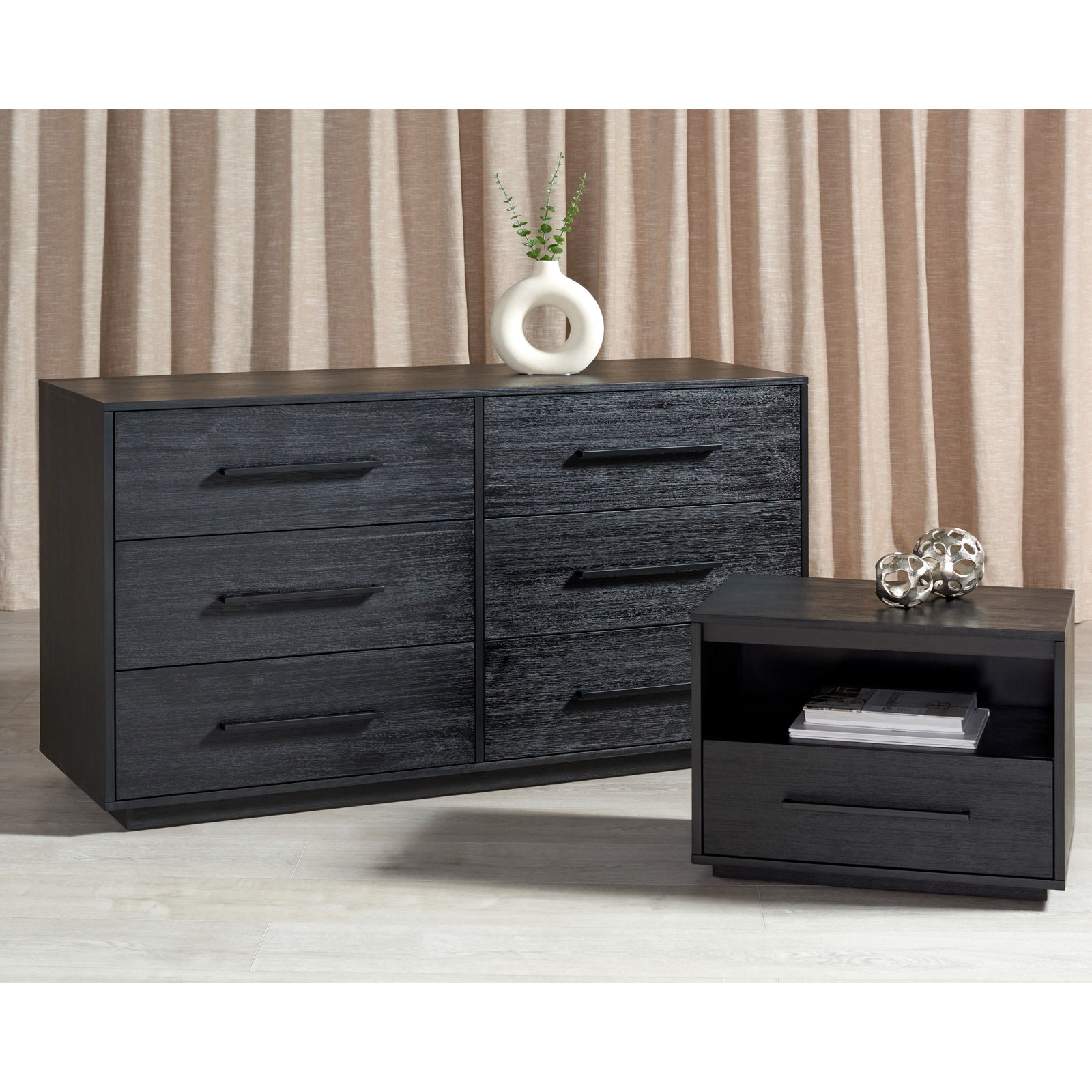 Roxie 1 - Drawer 24.8" Nightstand, Black