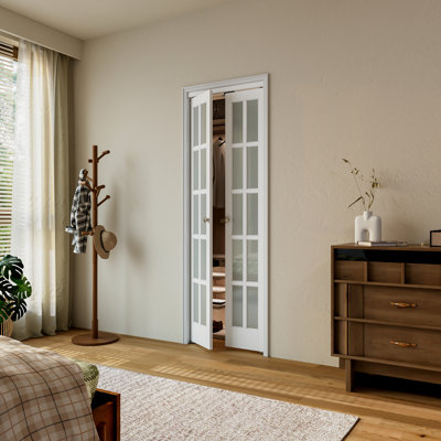 Solid Manufactured Wood And Glass Pivot-French or Bi-fold Door With Installation Hardware Kit