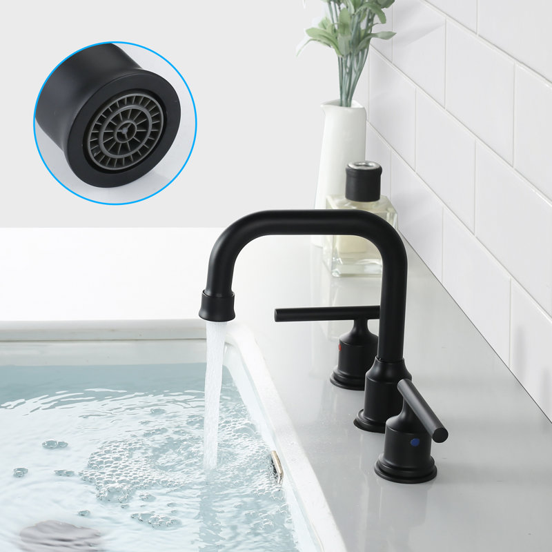Matte Black Modern Widespread Bathroom Faucet with Pop-Up Drain
