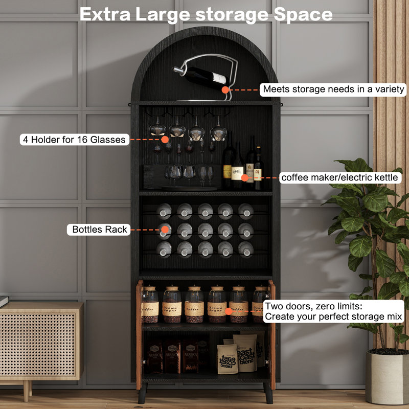 71 "Farmhouse Style Arched Wine Cabinet, Arched Display Cabinet - Suitable For Wine Cabinets In Living Rooms And Dining Rooms