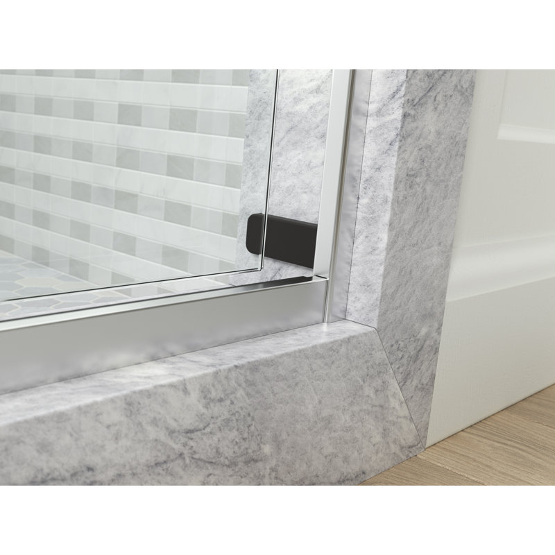 Levity Plus Less Sliding Shower Door, 77-9/16 In. H X 44-5/8 - 47-5/8 In. W, With 5/16 In.-Thick Crystal Clear Glass, Silver