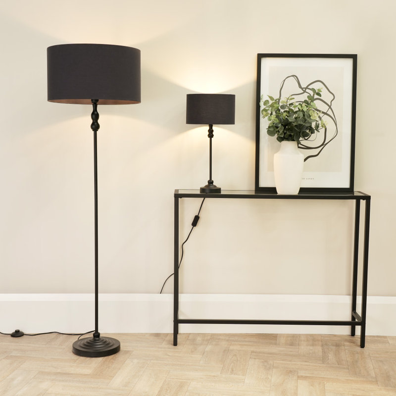 Reselva 151cm Traditional Floor Lamp, Black, Charcoal