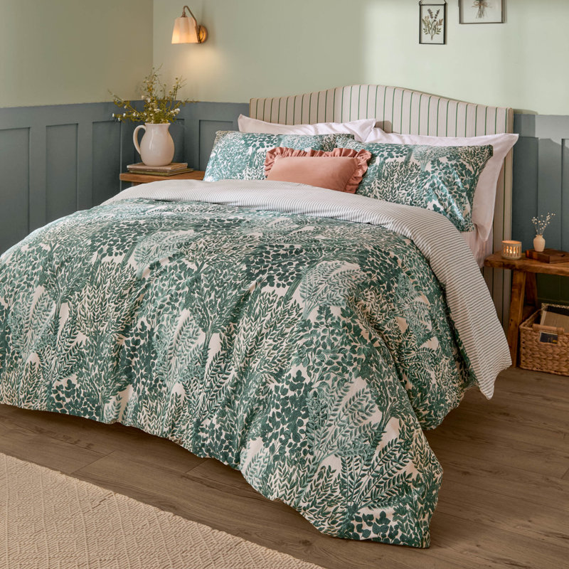 Topiary Cotton Blend No Pattern Duvet Cover Set with Pillowcases, Kingsize Duvet Cover + 2 Standard Pillowcases