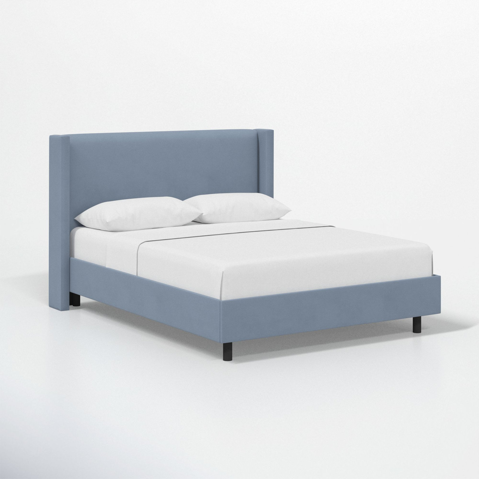 Hanson Upholstered Wingback Platform Bed, Full, Classic Ocean Velvet