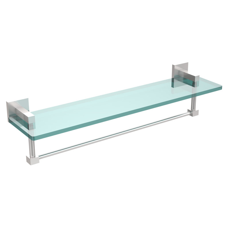 Haranu Bracket Shelf with Towel Bar, Satin Chrome, 22 Inch